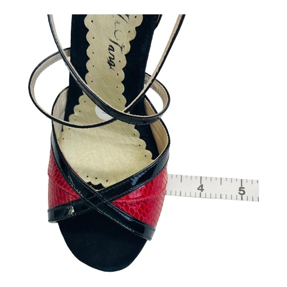 Mr Tango Shoes Women Size 5 Black Red Snake Skin Open Toe High Heels Dance Shoes - Picture 12 of 15